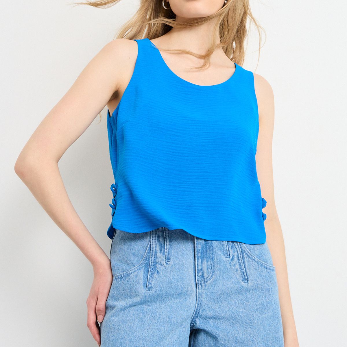 IO - Blusas Sin Manga Mujer Azul Io