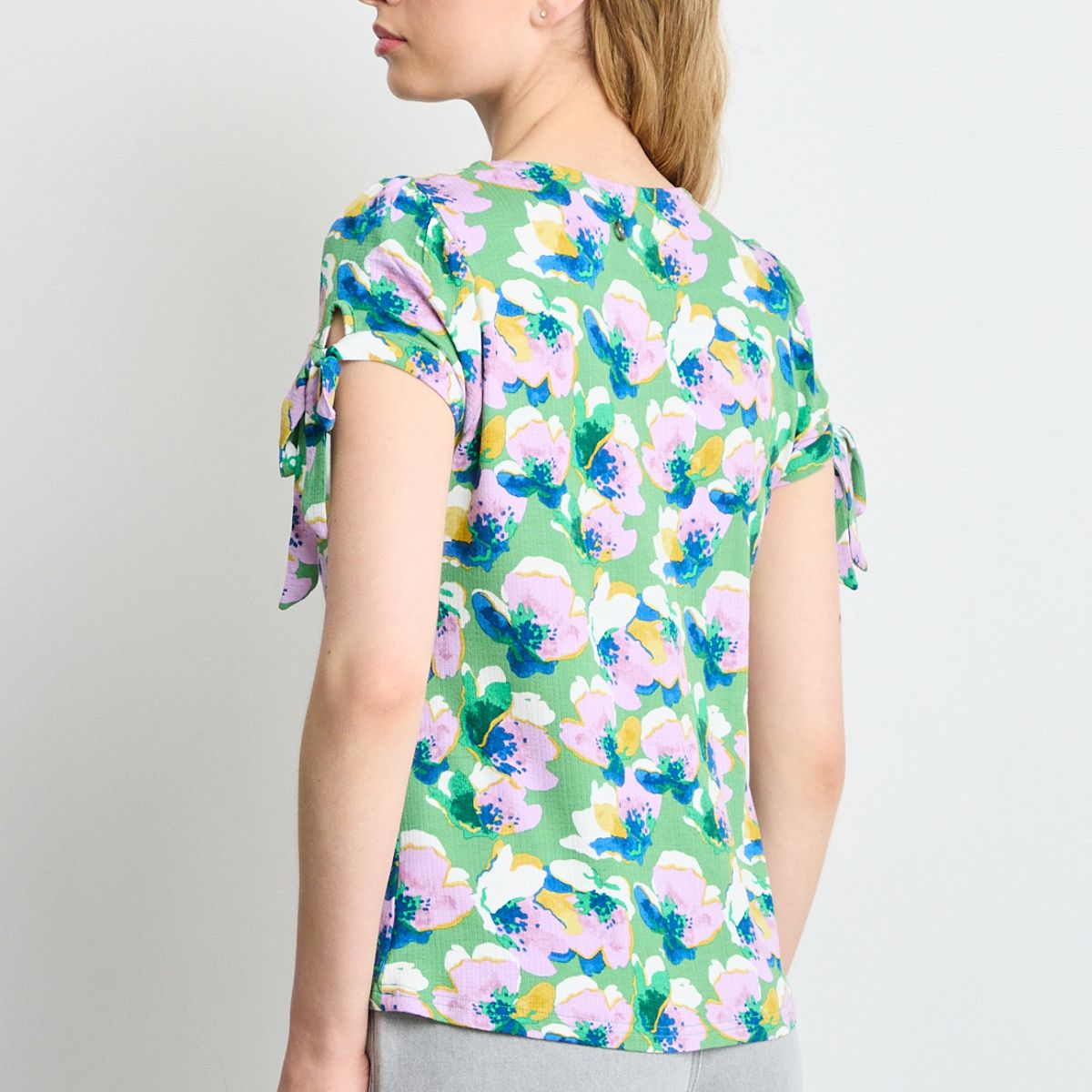 IO - Polera Manga Corta Mujer Celeste Io