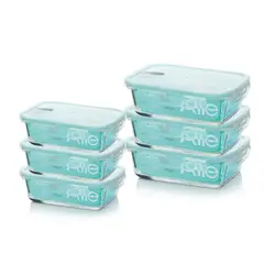 ALLEGRA - Pack 6 Contenedores Hermeticos Vidrio Rectangular