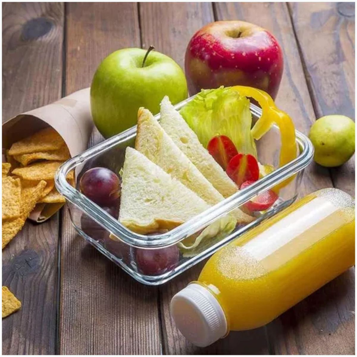 ALLEGRA - Pack 6 Contenedores Hermeticos Vidrio Rectangular Allegra