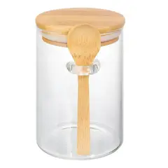 GENERICO - Frasco Contenedor Hermetico Vidrio 10cm Redondo Con Cuchara