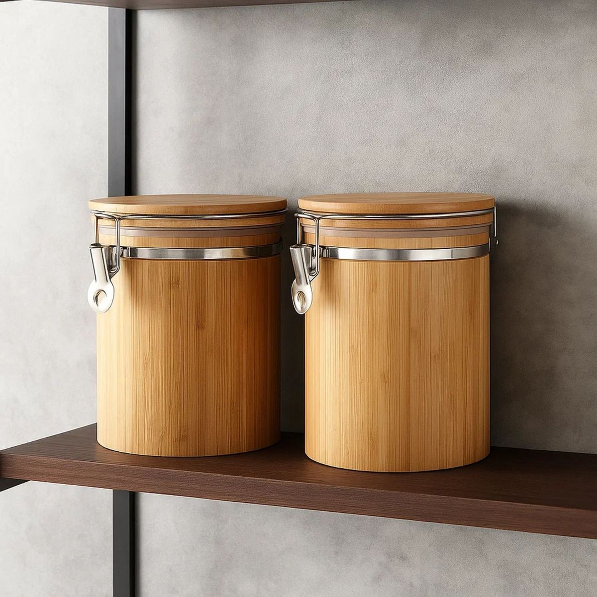 GENERICO - Set 2 Recipientes Hermeticos Contenedor Alimentos De Bambu