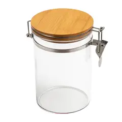 GENERICO - Frasco Tarro Hermetico De Vidrio 600mL Con Tapa De Bambu