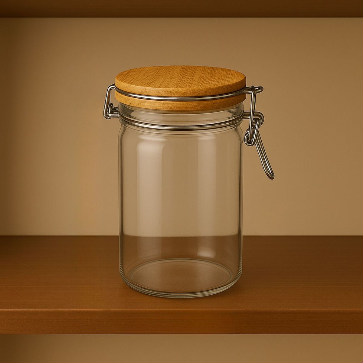GENERICO - Frasco Tarro Hermetico De Vidrio 600mL Con Tapa De Bambu