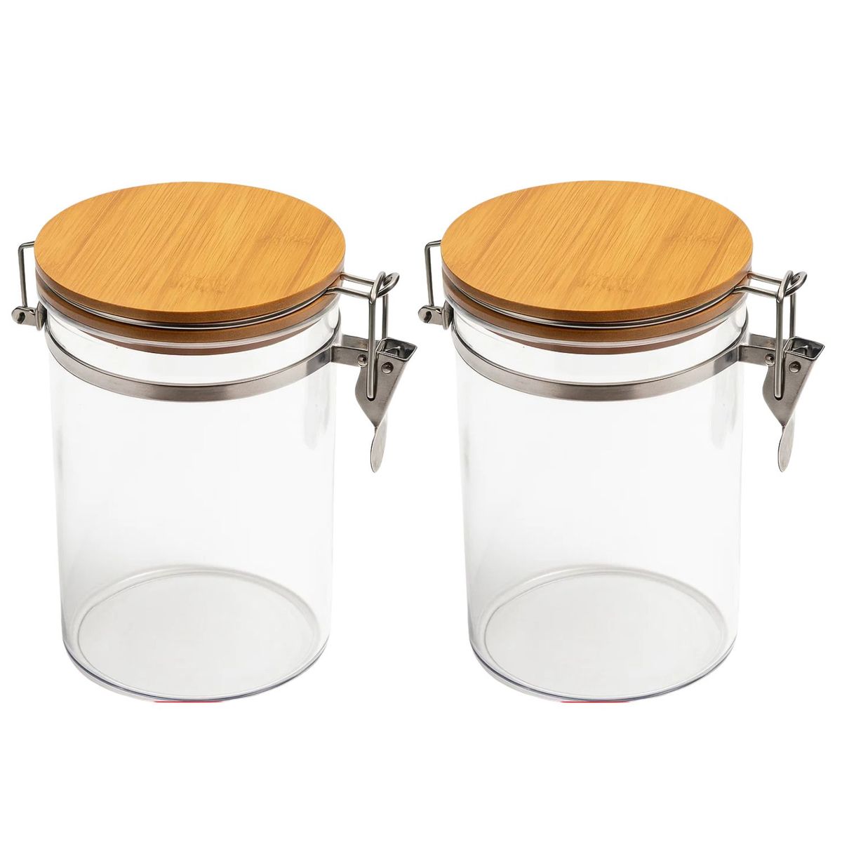 GENERICO - Set 2 Frascos Tarro Hermetico Vidrio 600mL Con Tapa De Bambu