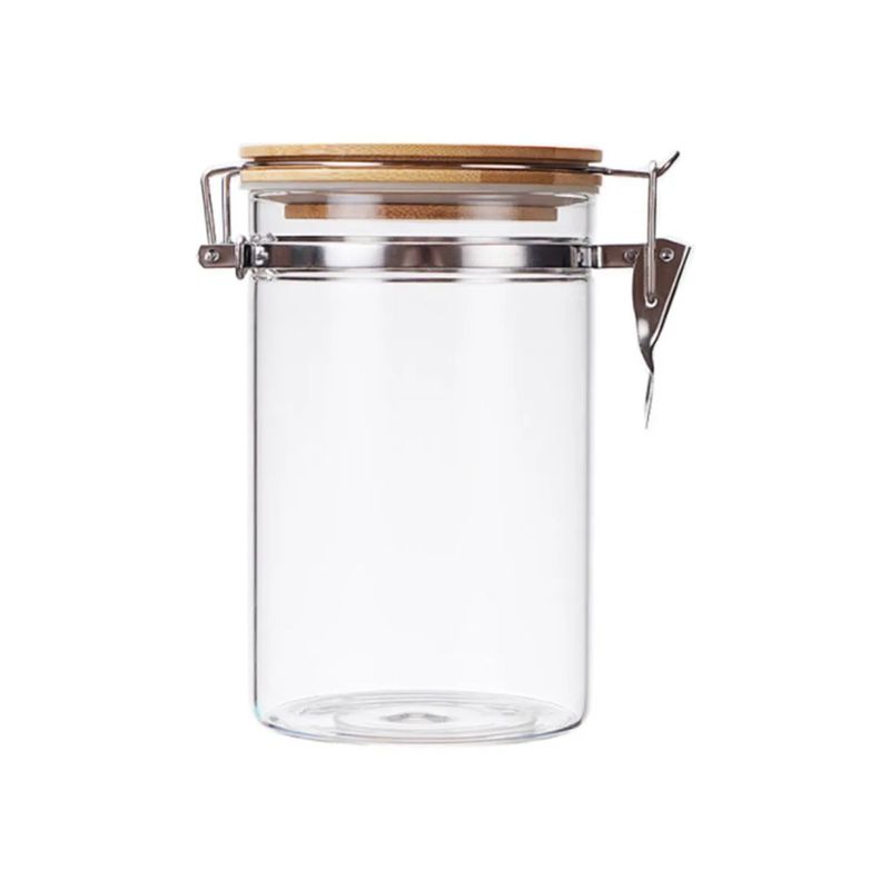 GENERICO - Frasco Tarro Hermetico De Vidrio 480mL Con Tapa De Bambu