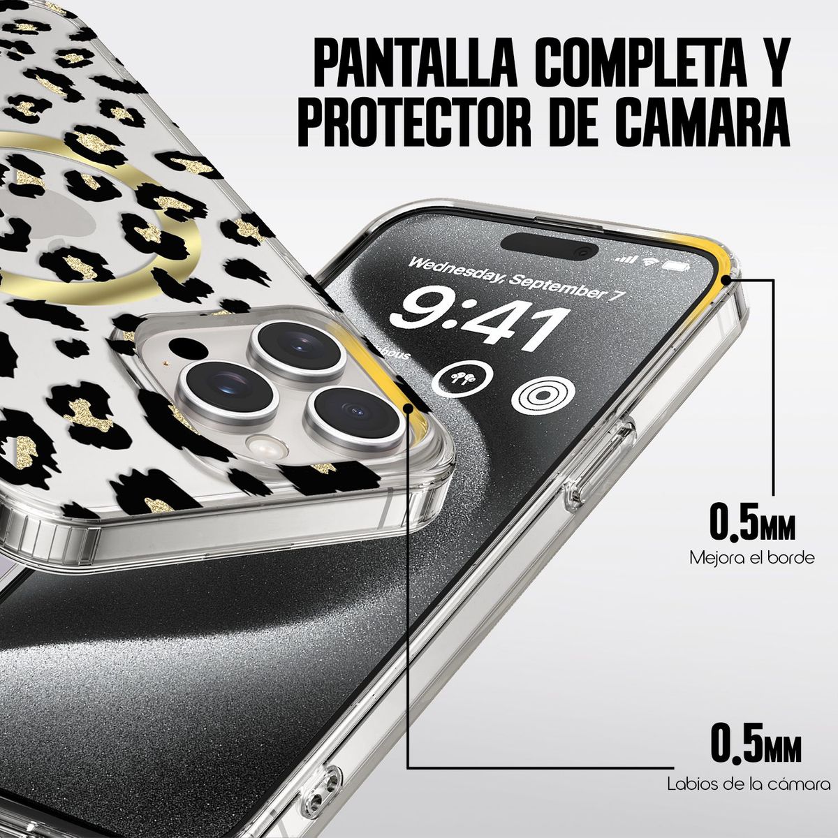 KBOD - Carcasa Print Reforzada Magnetica Kbod Leopard Print Para iPhone 12 y 12 Pro