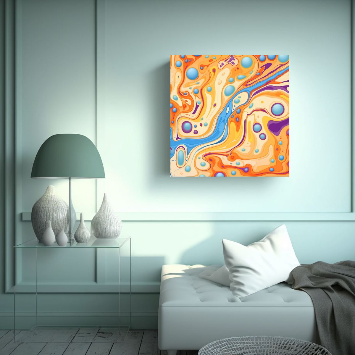 GENERICO - Pinturas Acuarela Con Patrón Hippie Limpio Y 100x100 Cm