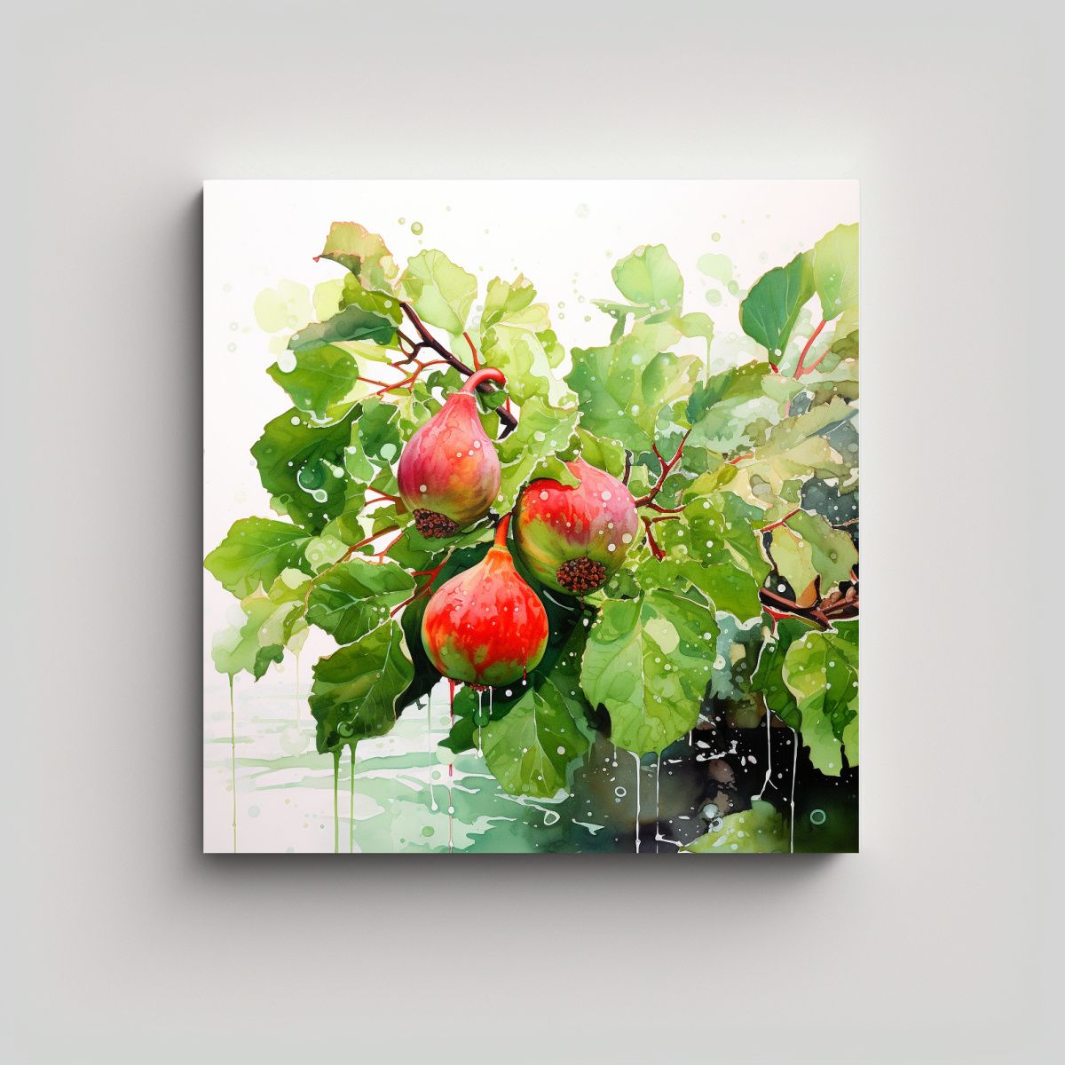 GENERICO - Pintura Abstracta En Colores Verde Y Rojo De La 100x100 Cm