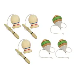 GENERICO - Set 3 Trompos + 3 Emboques Madera Fiestas patrias chile