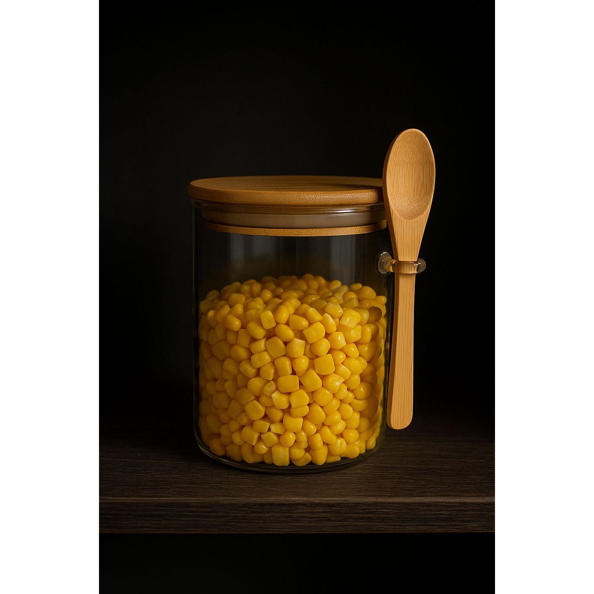 GENERICO - Frasco Contenedor Hermetico 700mL Vidrio 15cm Redondo Cuchara