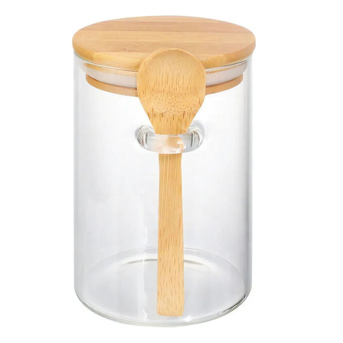 GENERICO - Frasco Contenedor Hermetico Vidrio 10cm Redondo Con Cuchara