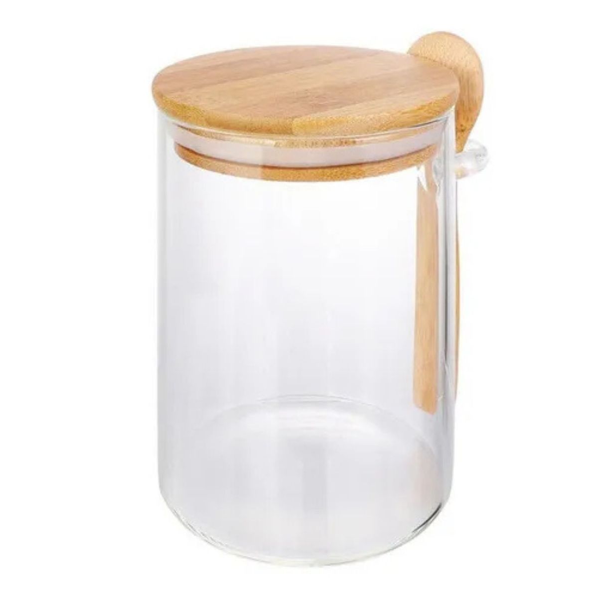 GENERICO - Frasco Contenedor Hermetico Vidrio 10cm Redondo Con Cuchara