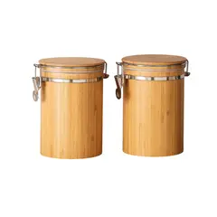 GENERICO - Set 2 Frascos Recipiente Hermeticos Para Alimentos De Bambu