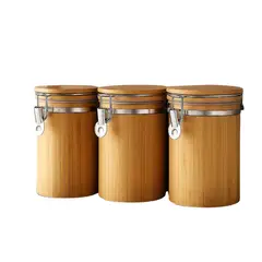 GENERICO - Set 3 Frascos Recipiente Hermeticos Para Alimentos De Bambu