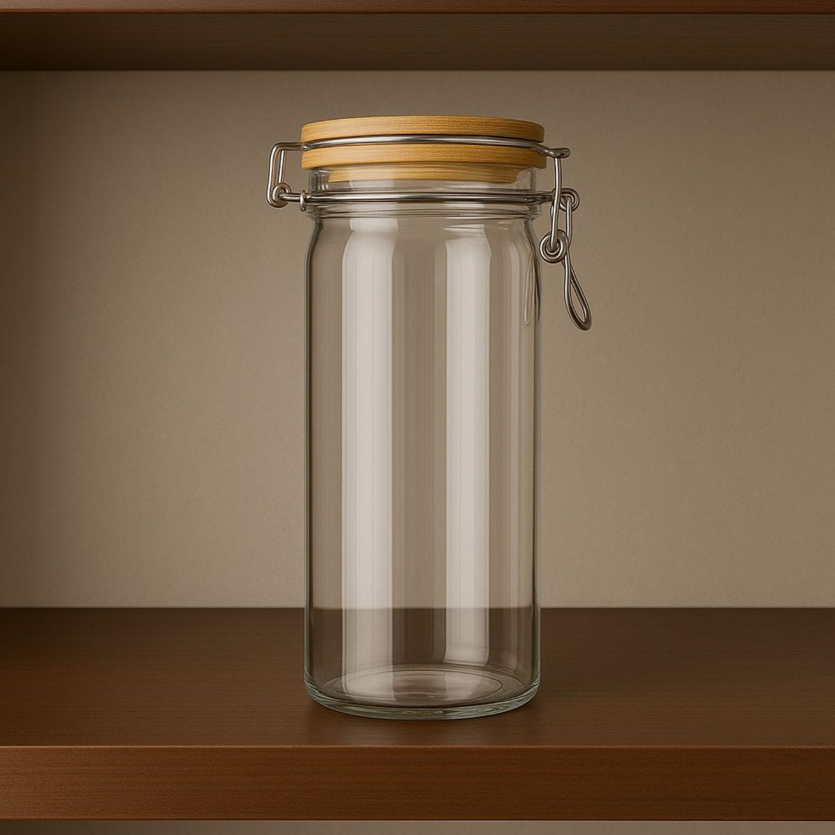 GENERICO - Frasco Tarro Hermetico De Vidrio 700mL Con Tapa De Bambu