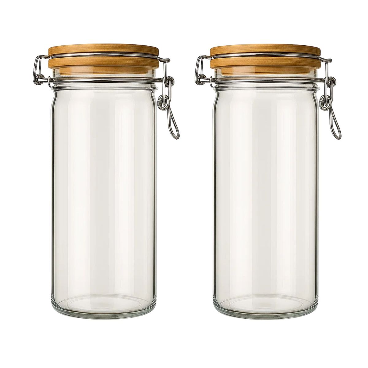 GENERICO - Set 2 Frascos Tarro Hermetico Vidrio 700mL Con Tapa De Bambu