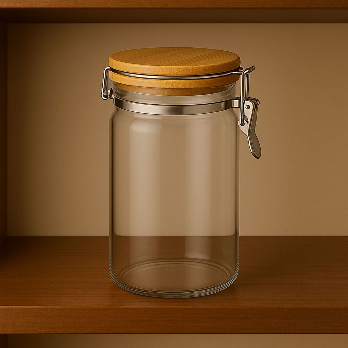 GENERICO - Set 3 Frascos Tarro Hermetico Vidrio 600mL Con Tapa De Bambu