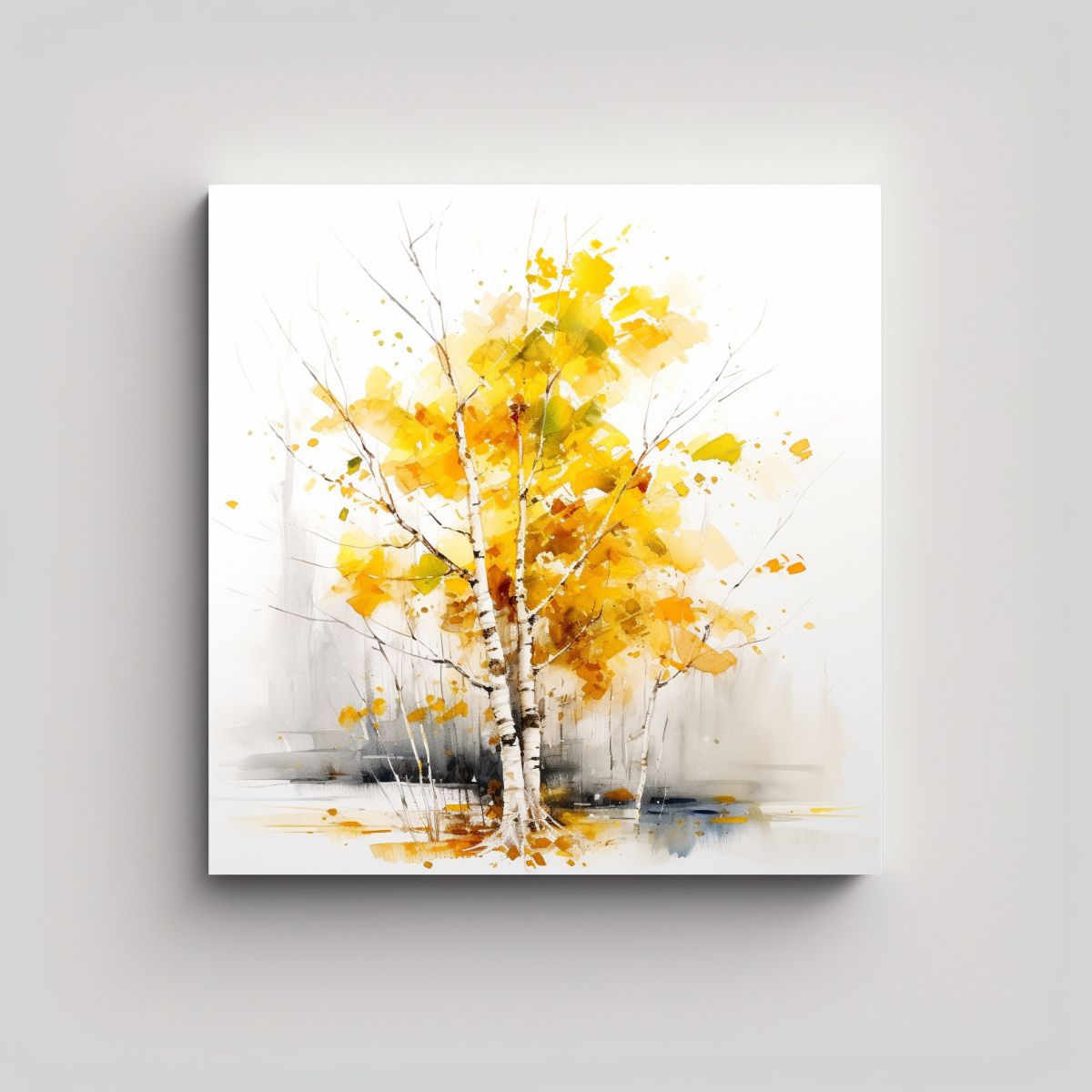 GENERICO - Pintura Abstracta De árbol Amarillo Y Blanco 100x100 Cm