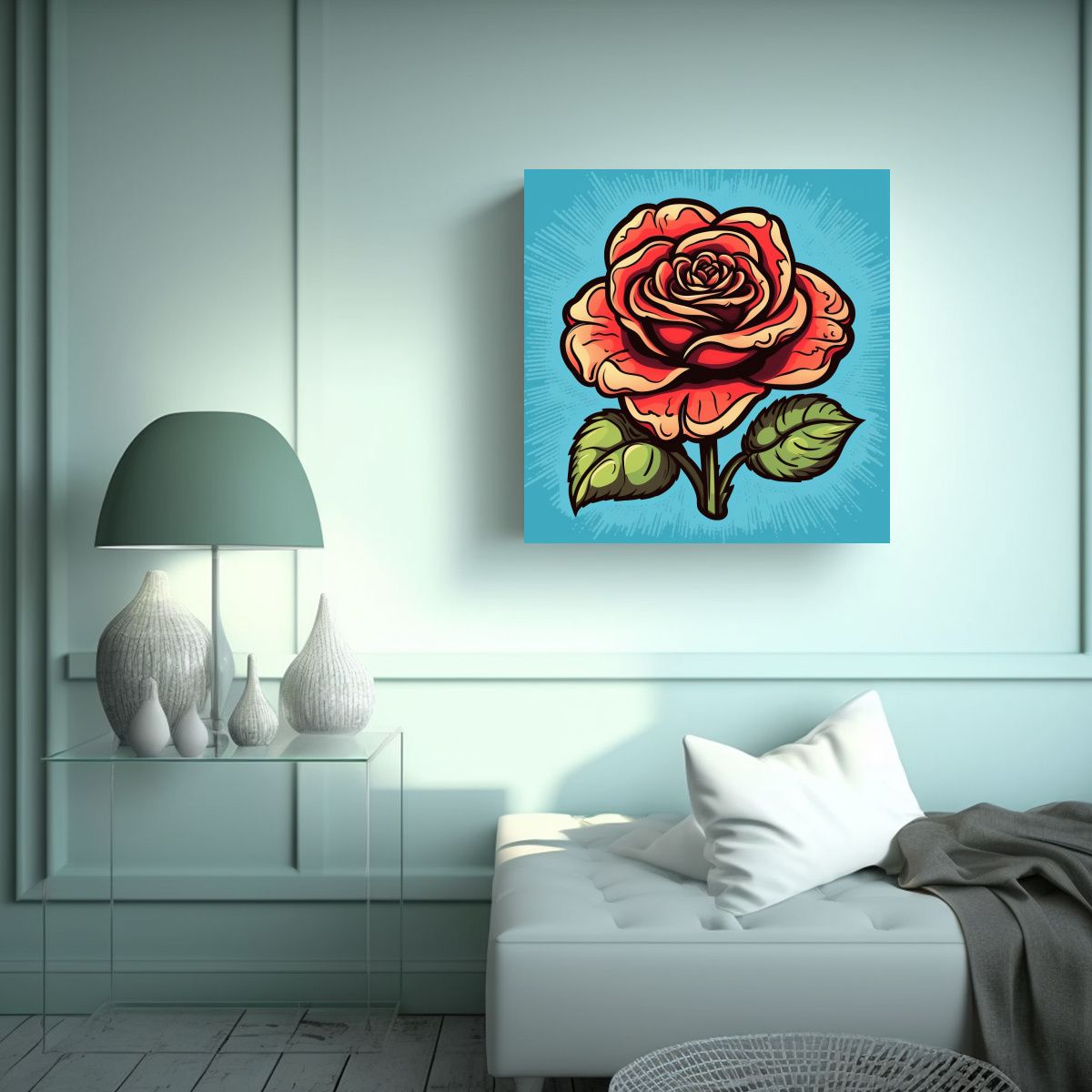 GENERICO - Cuadro Decorativo Estilo Sesentas Rosa Vital En 100x100 Cm