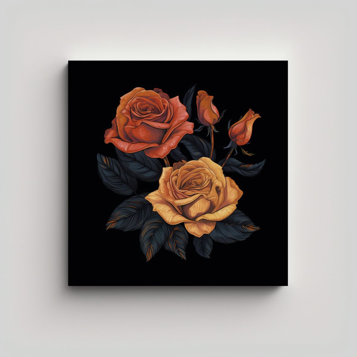 GENERICO - Ilustraciones De Rosas Visual Impactantes En 100x100 Cm