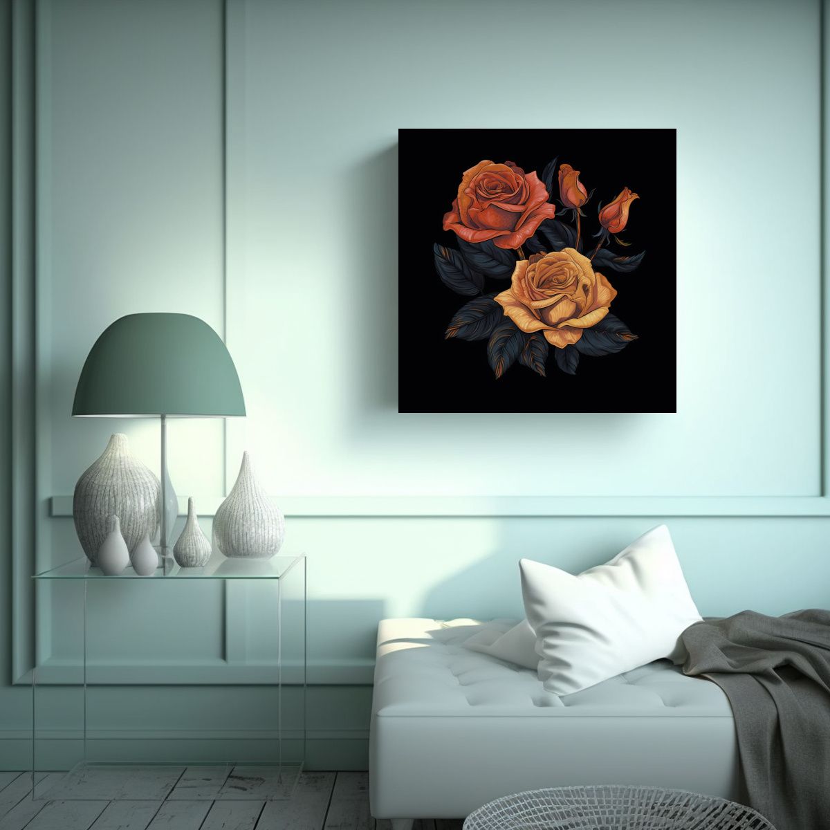 GENERICO - Ilustraciones De Rosas Visual Impactantes En 100x100 Cm