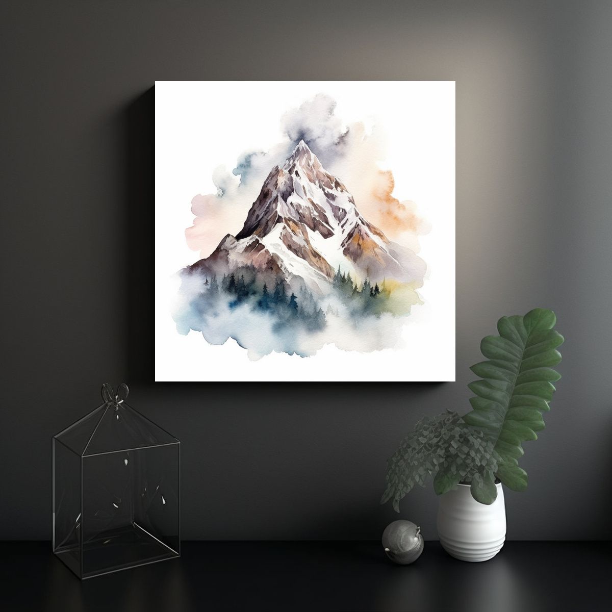 GENERICO - Cuadro Moderno Exposición De Montaña En 100x100 Cm