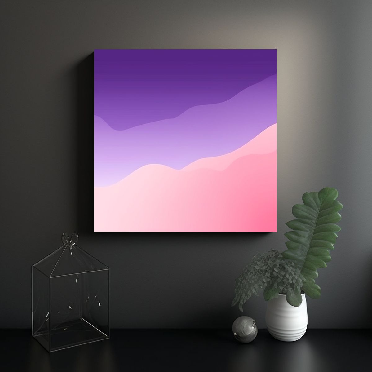 GENERICO - Cuadro De Gradación Con Dos Colores En Lienzo 100x100 Cm