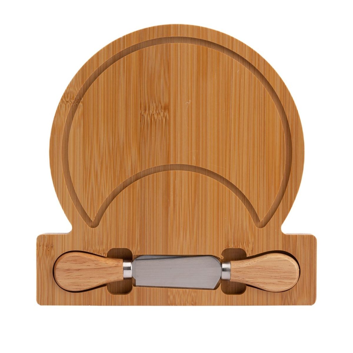 GENERICO - Tabla Quesos Bambú Media Luna Picoteo Cuchillo Integrado