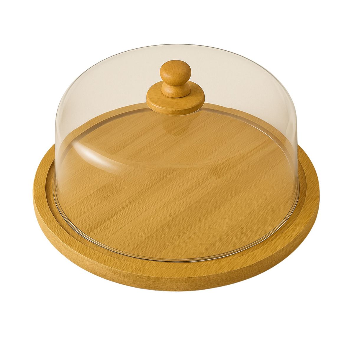 GENERICO - Tabla Aperitivo Redonda Bambu Con Tapa De Plastico 30cm