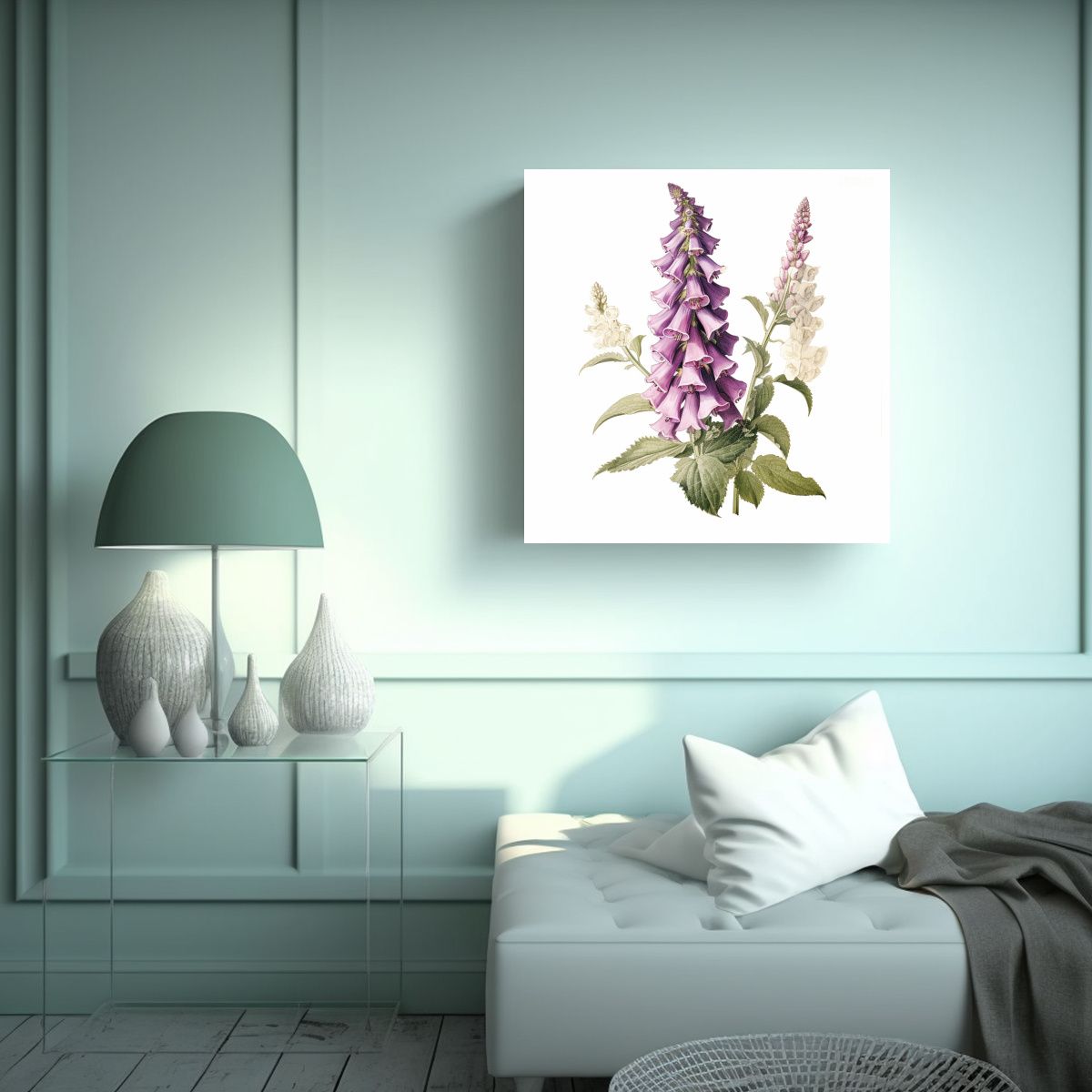 GENERICO - Ilustraciones Vintage De Zorros Morados En Canva 100x100 Cm