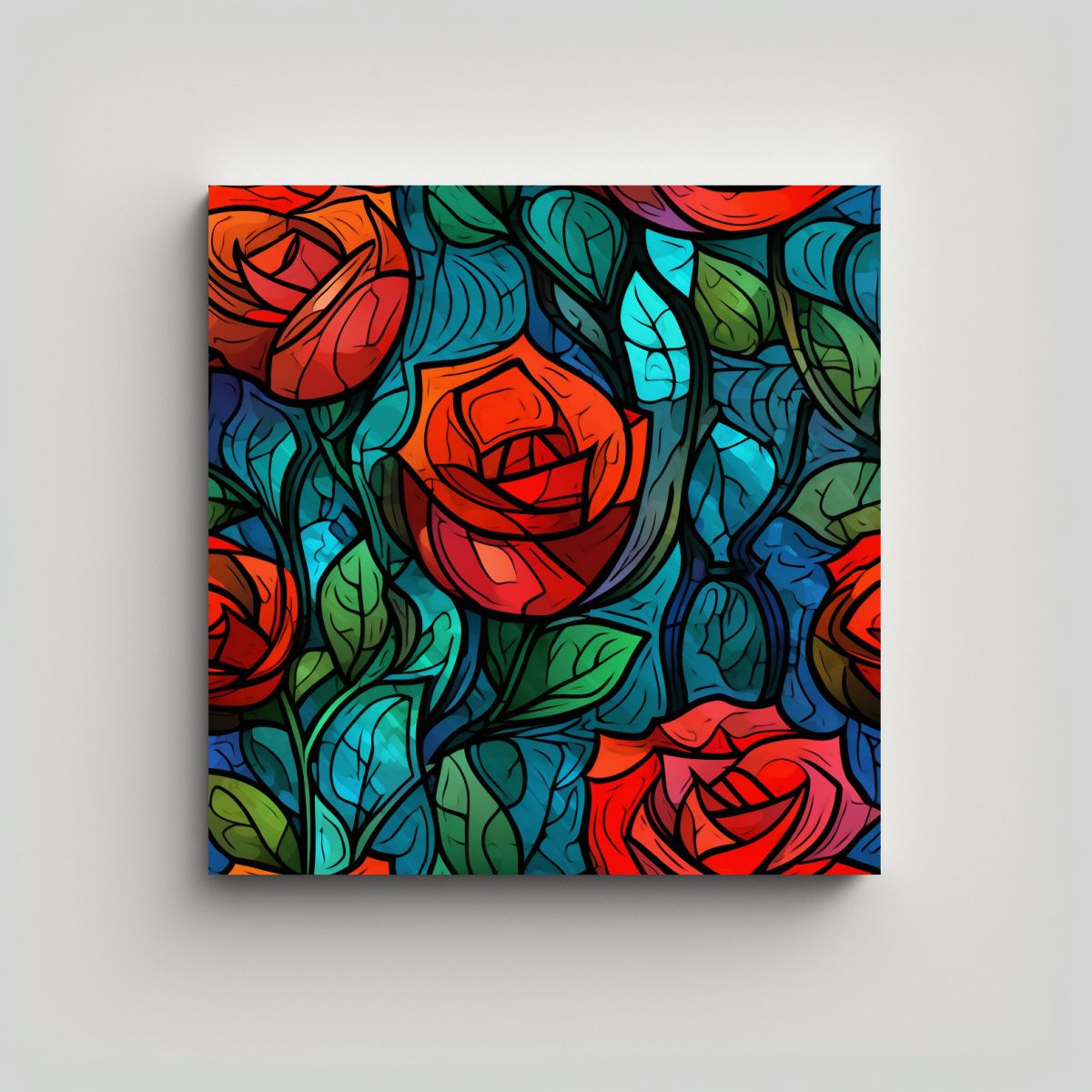 GENERICO - Representación De Rosas En Tela De Vidrio 100x100 Cm