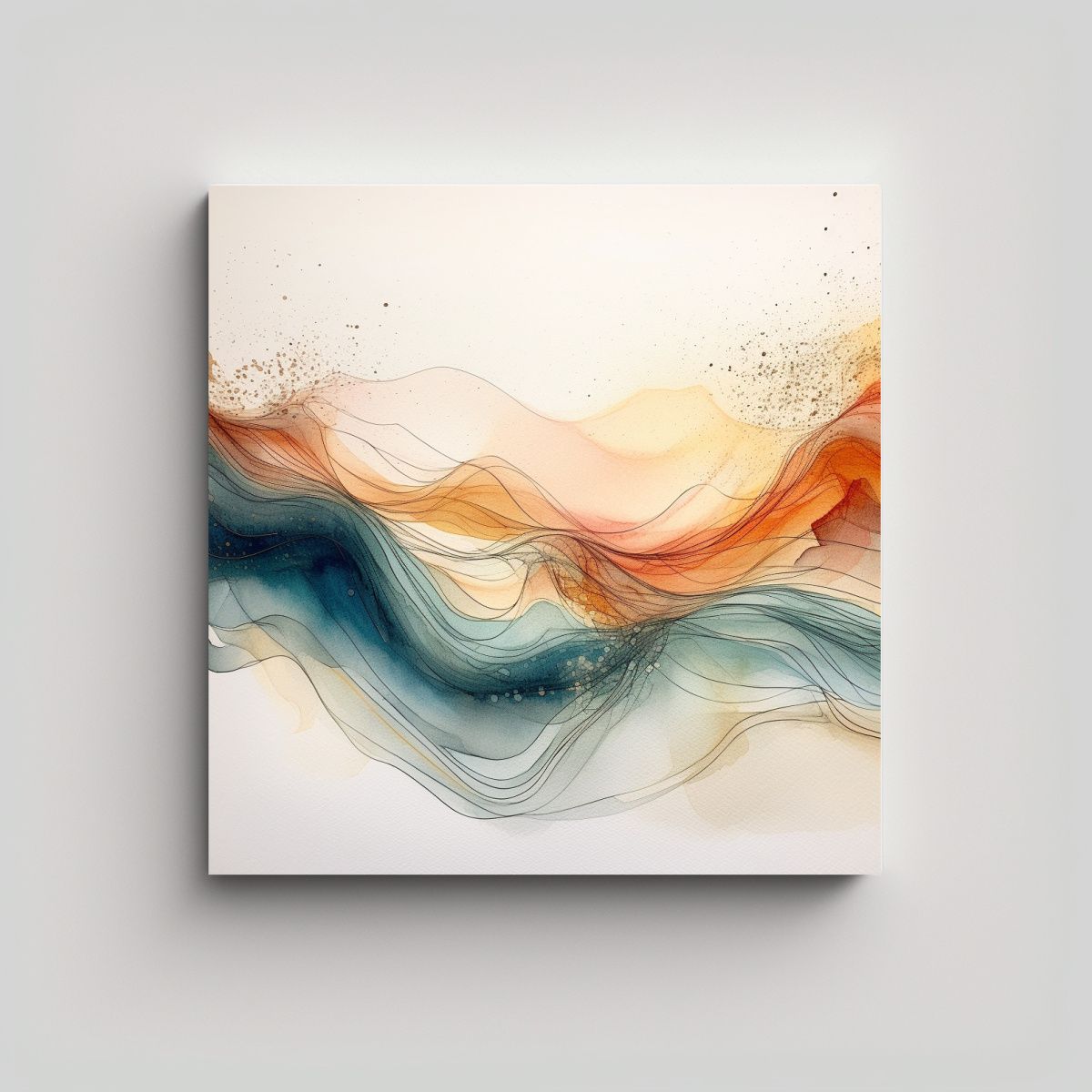 GENERICO - Cuadro Abstracto Simetría Acuarela Flores 100x100 Cm