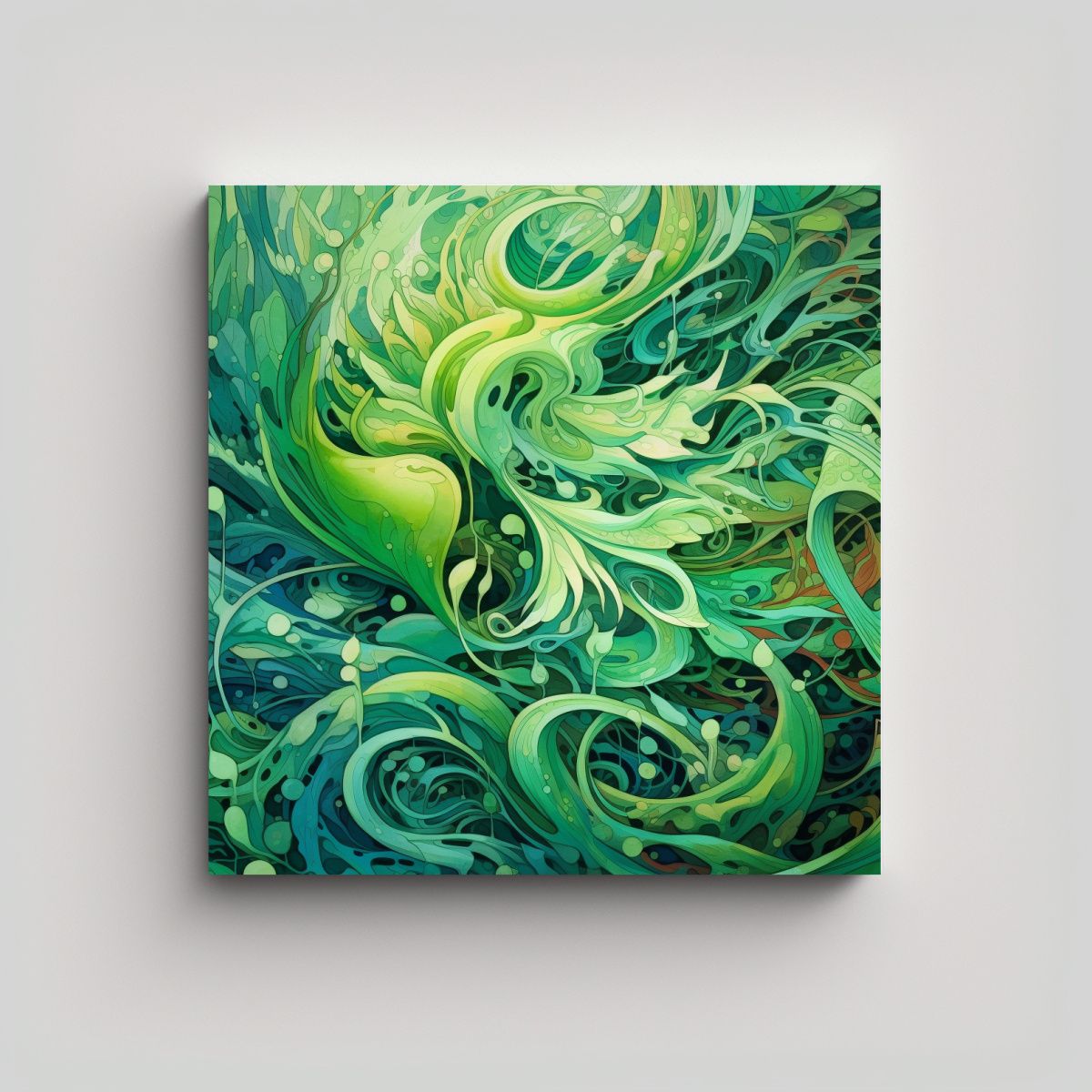GENERICO - Cuadro Abstracto Verde Claro Estilo Decorativo 100x100 Cm