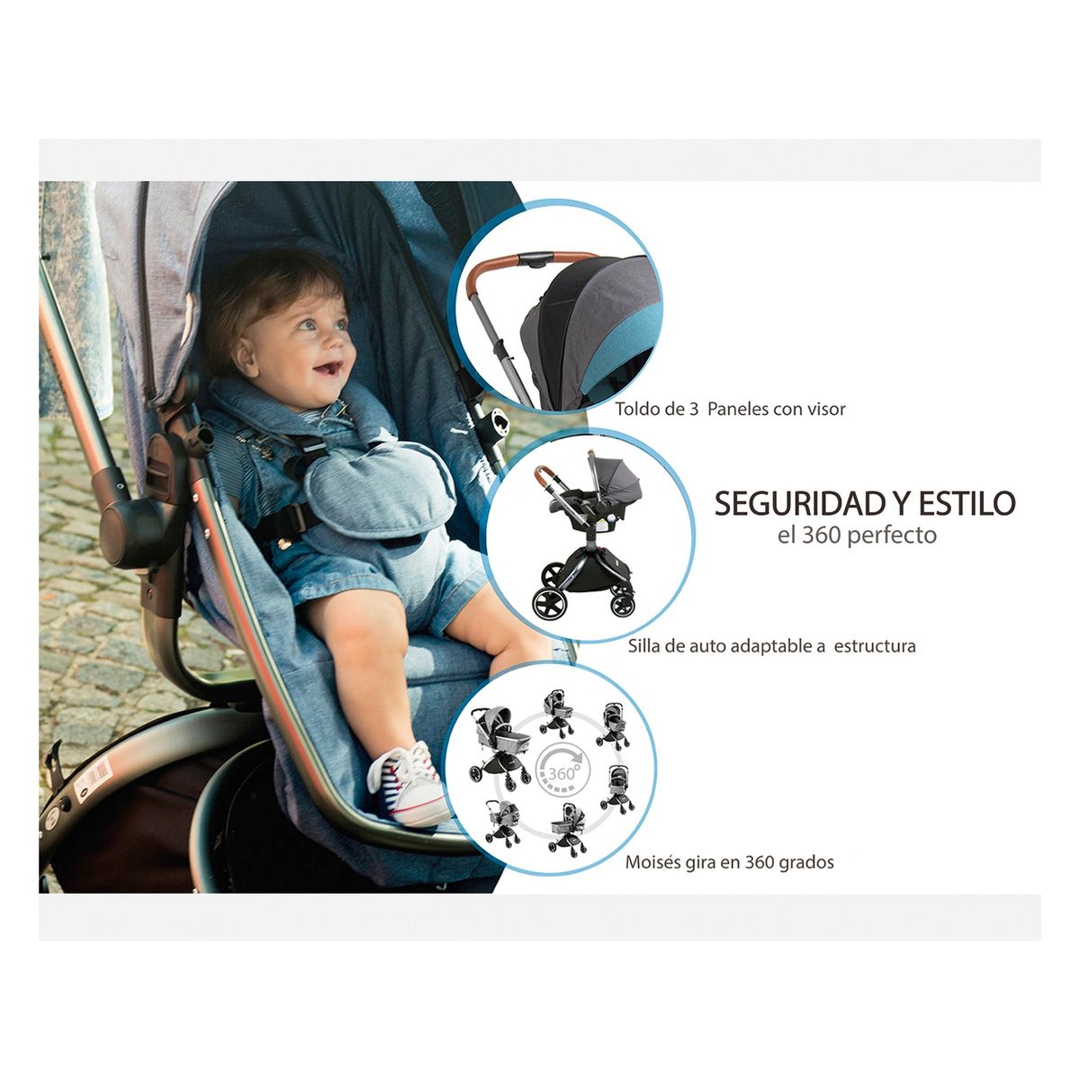 BEBESIT - Coche Cuna Travel System Deluxe 360° SX Bebesit