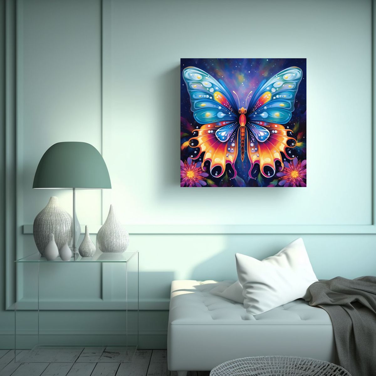 GENERICO - Pintura Decorativa De Mariposa Multicolor Para 100x100 Cm