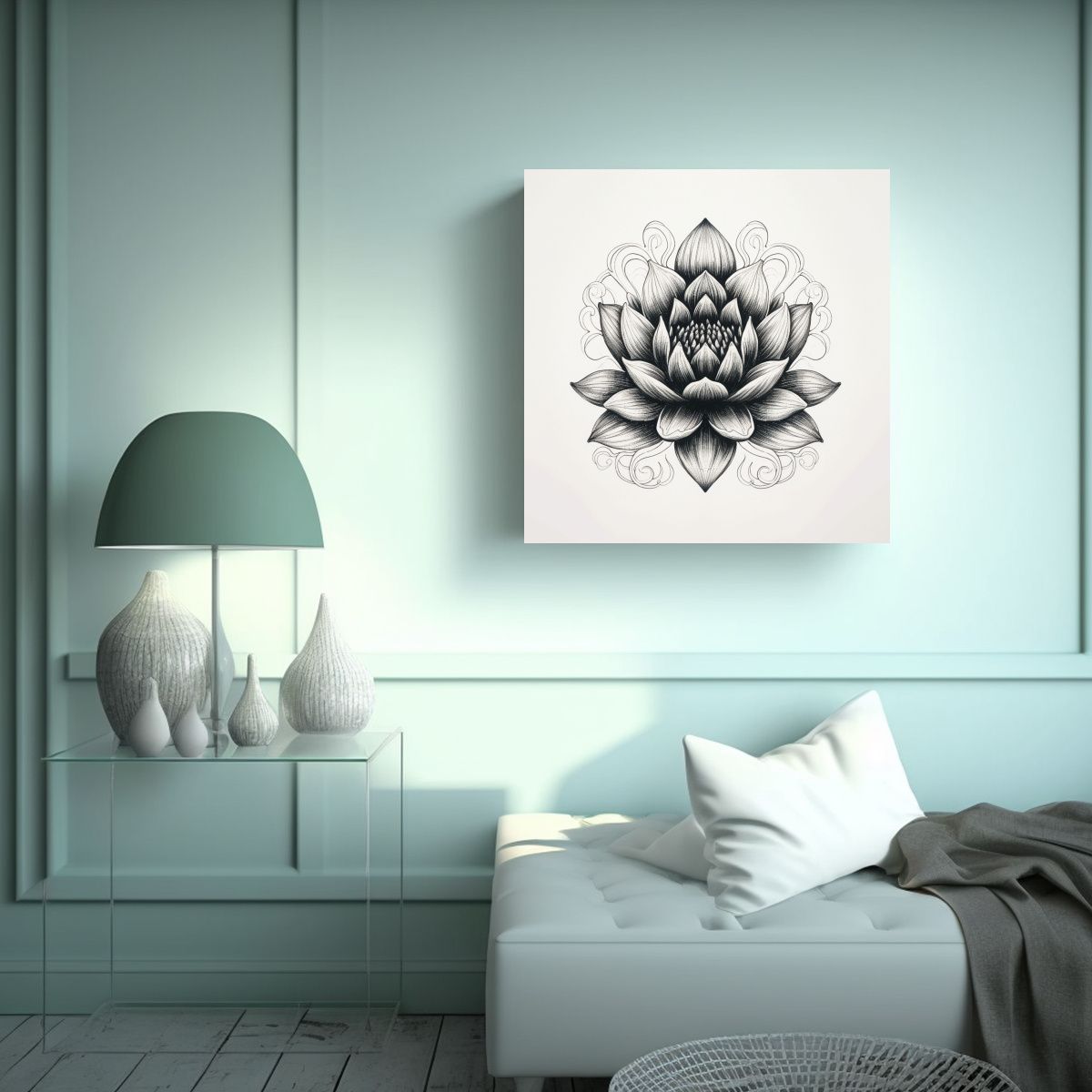 GENERICO - Tela Bastidor Concepto Espacio Flor De Loto 100x100 Cm