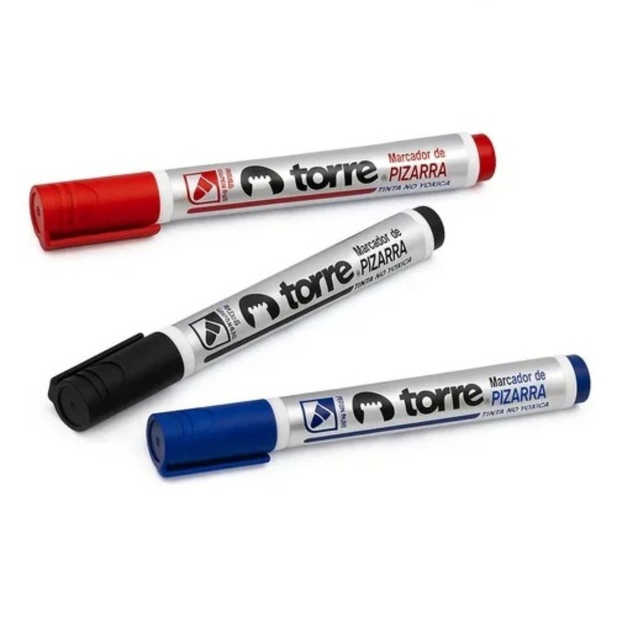 TORRE - SET 3 MARCADORES PIZARRA PTA REDONDA NEGRO  ROJO  AZUL  TORRE