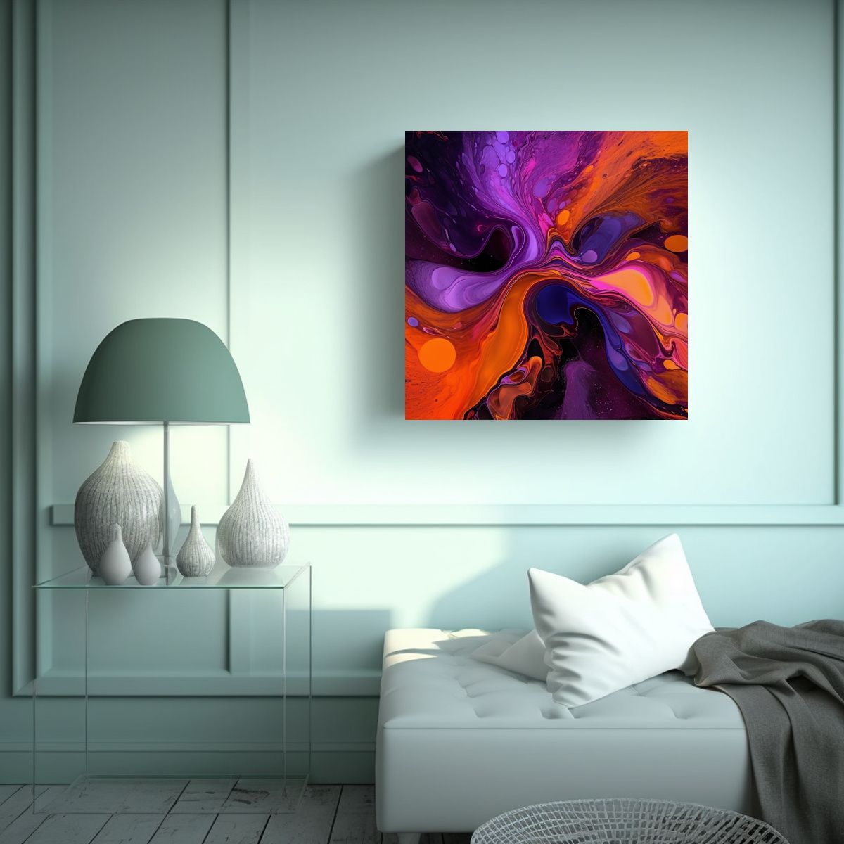 GENERICO - Lienzo Tonos Alegre Crea Una Imagen Abstracta Con 100x100 Cm