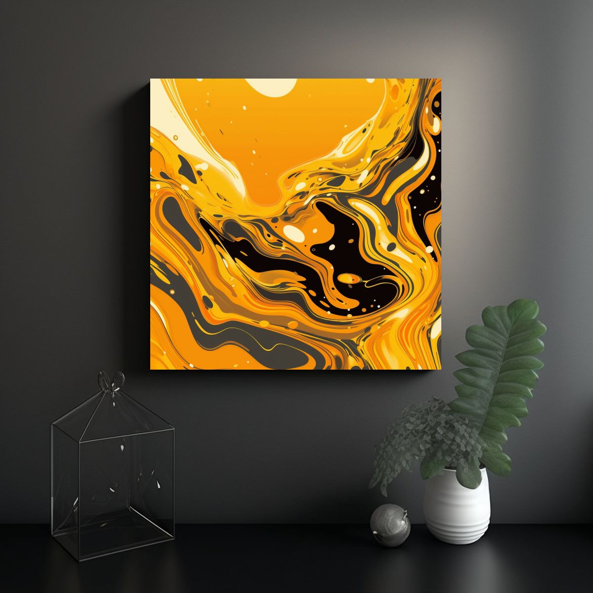 GENERICO - Pintura Abstracta De Oro Líquido En Lienzo Para 100x100 Cm