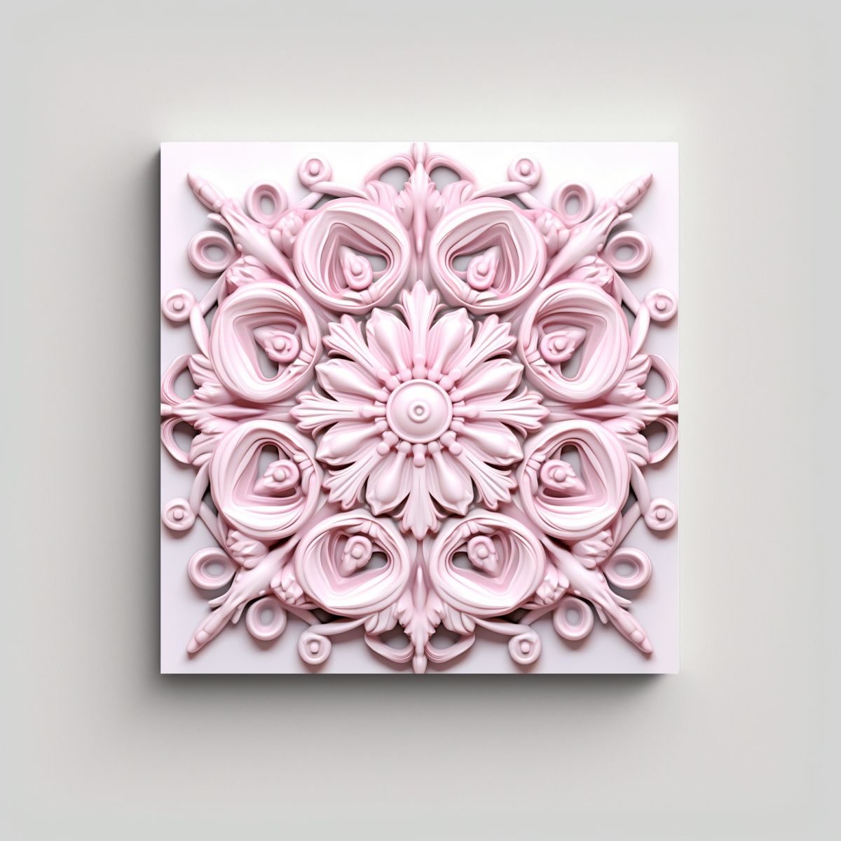 GENERICO - Cuadro Decorativo Colorido Rosa Con Patrón Gzhel 100x100 Cm