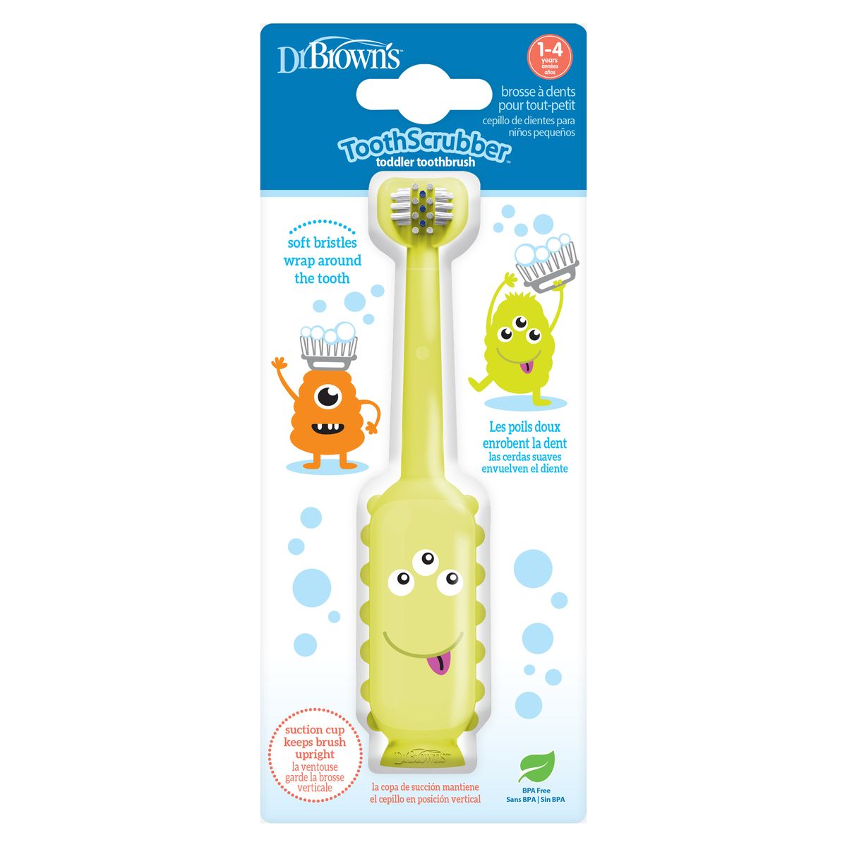 DR BROWNS - Cepillo De Dientes Bebés Dr Brown´s Monstruo Verde 1-4 Años