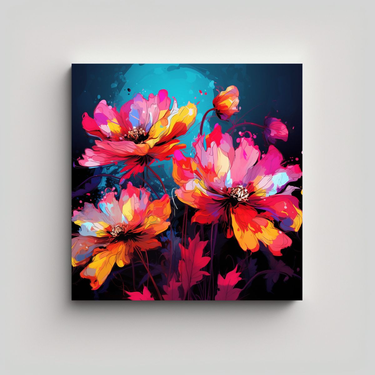 GENERICO - Cuadro Abstracción Baño Colores Vibrantes 100x100 Cm