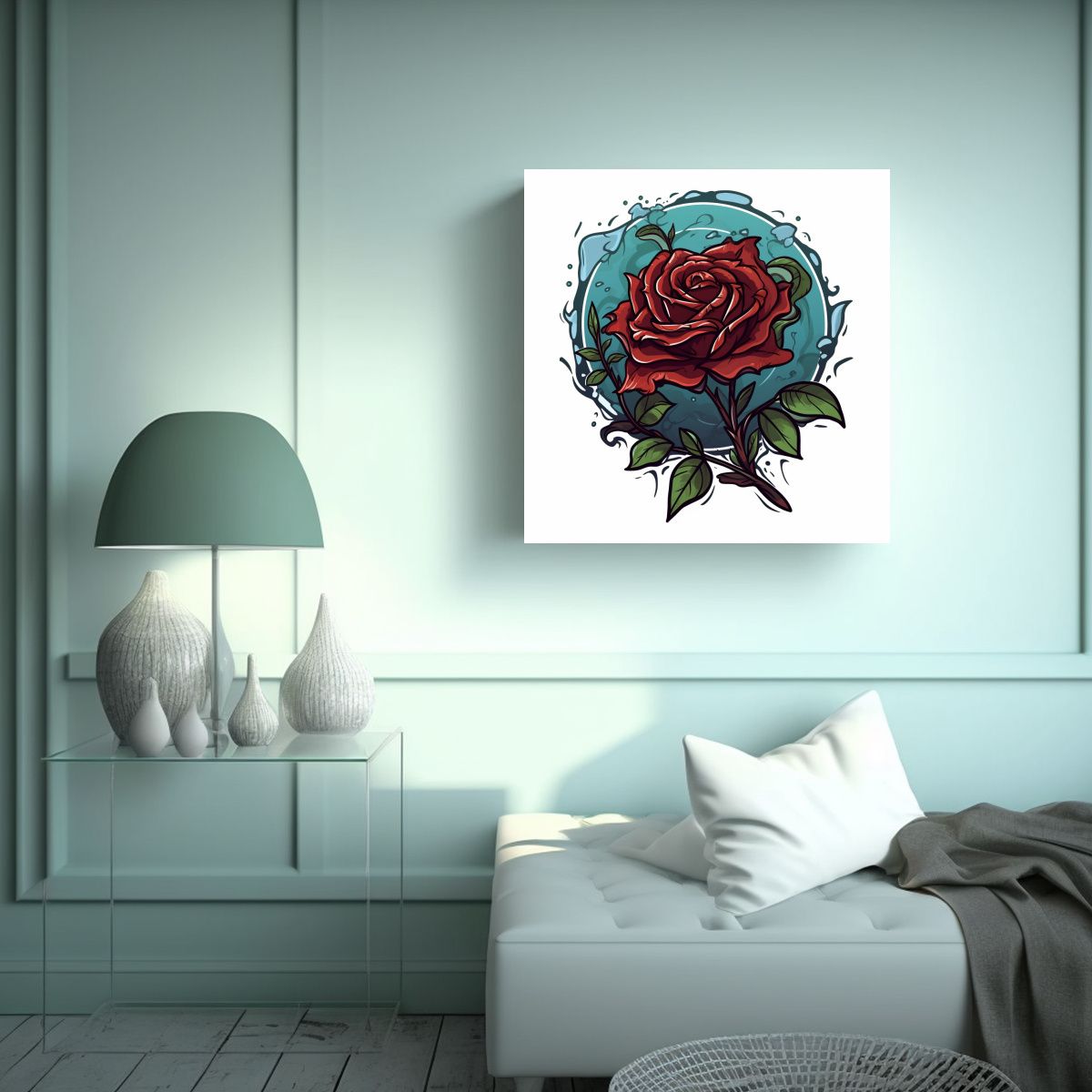 GENERICO - Logo Jarek Rosa Marchita En Cuadro Clásico 100x100 Cm