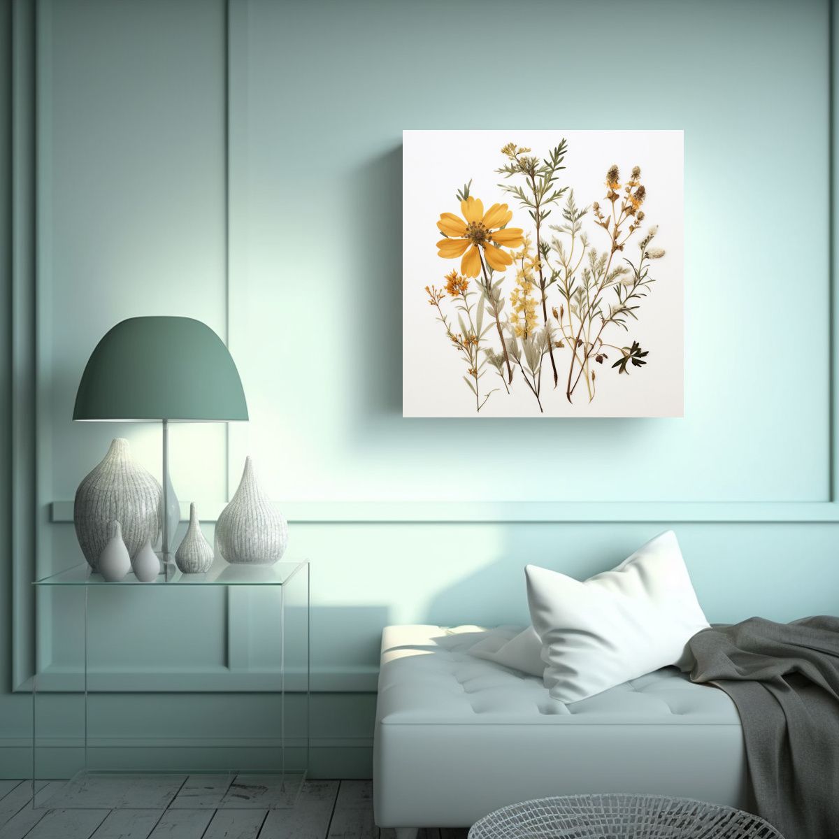 GENERICO - Cuadros Decorativos Botanical Style Con Flores 100x100 Cm