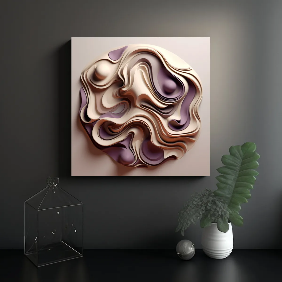 GENERICO - Pinturas Decorativas En Tonos Beige Marrón Y 100x100 Cm