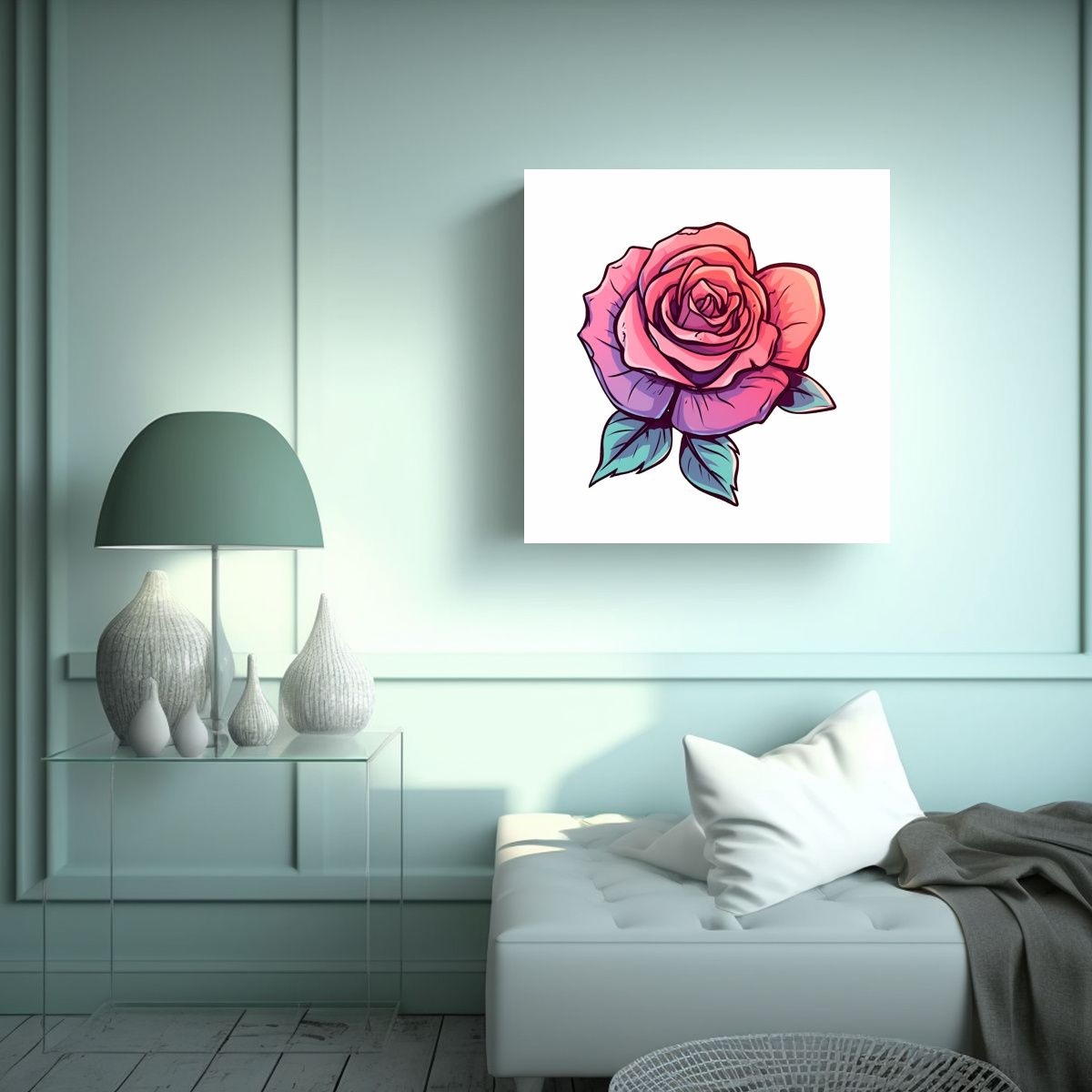 GENERICO - Arte Patron Intenso Fantasia Clipart Rosa 100x100 Cm