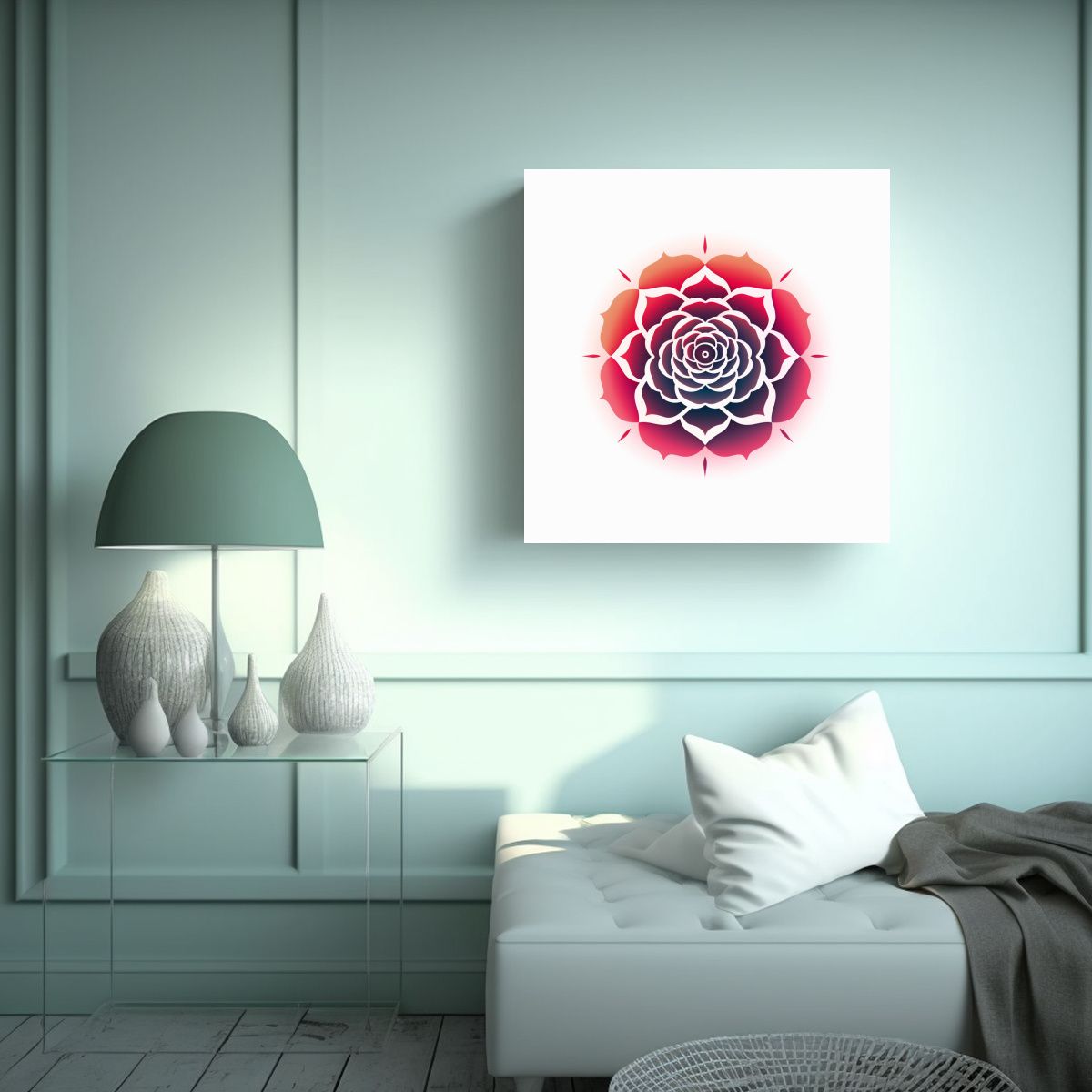 GENERICO - Cuadro Decorativo Geometría Sagrada Y Rosa 100x100 Cm