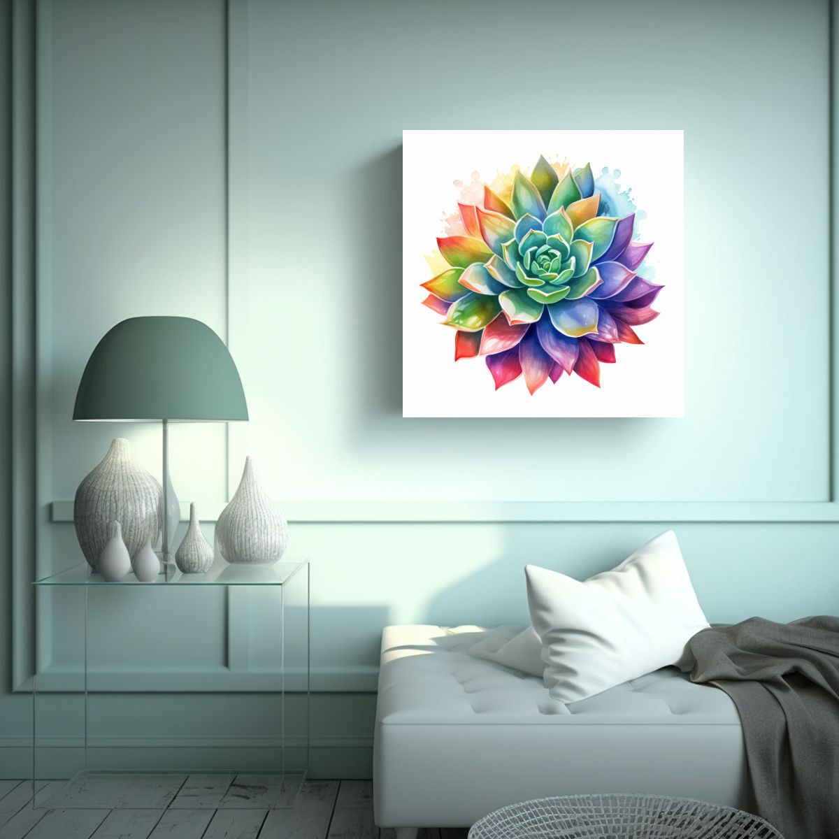 GENERICO - Mural De Suculentas Fantásticas Composición 100x100 Cm