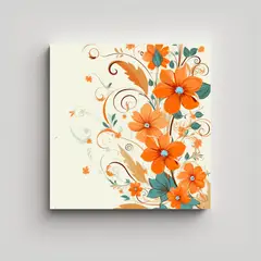 GENERICO - Lienzo Floral Naranja Calidez Línea Alta Calidad 100x100 Cm